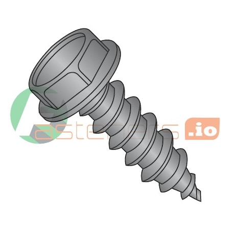 Newport Fasteners Sheet Metal Screw, #14 x 1-1/2 in, Black Oxide Steel Flange Hex Head External Hex Drive, 1250 PK 741347